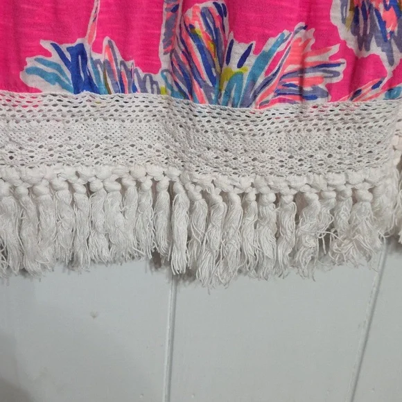 Lilly Pulitzer Alia Beach Cover-Up Loungewear Vibrant Colors Palm Trees Sz S EUC - Picture 4 of 9